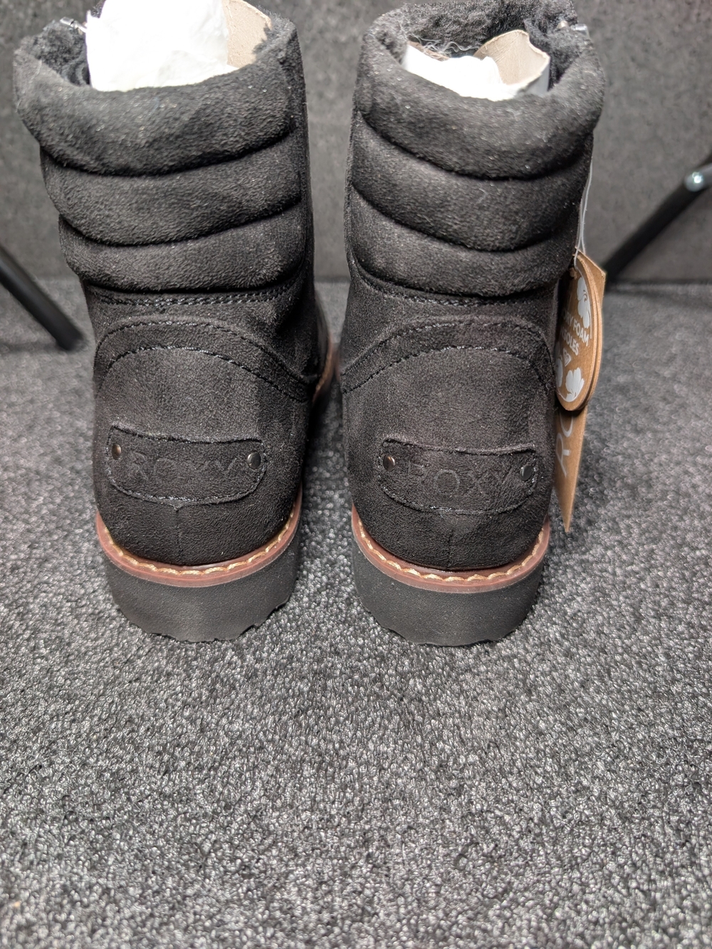 ROXY Jovie Fur Women’s Size 9 Black Faux Fur Lined Ankle Boots NWT - Picture 7 of 8